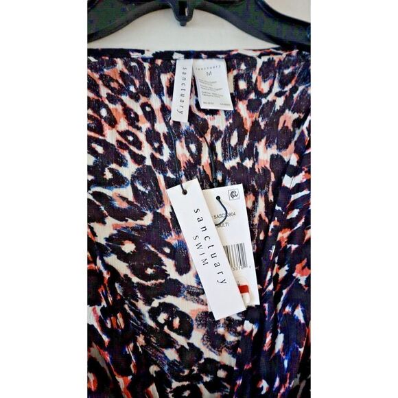 Sanctuary Women's Sz Medium Multi Leopard Print Knot Tie Front L/S Crop Top $75 - Picture 7 of 10